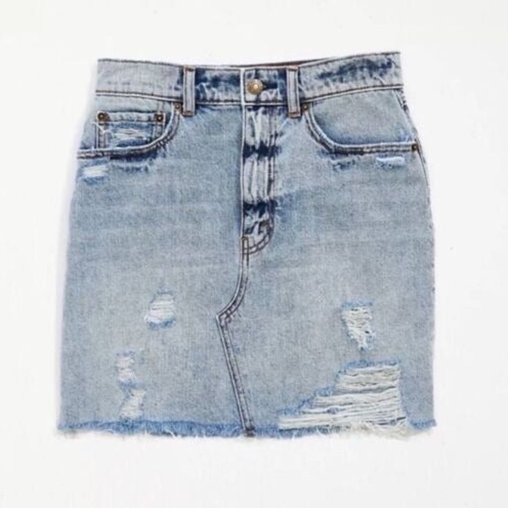 BDG Roxi Destructed Denim Mini Skirt
